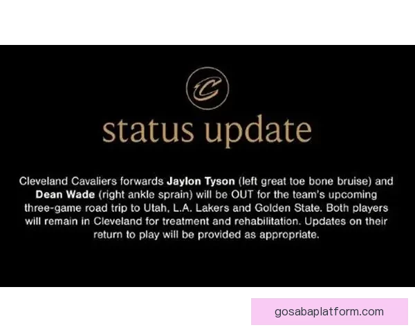 骑士官方宣布泰森和韦德留守克利夫兰 缺席西部三连客赛事